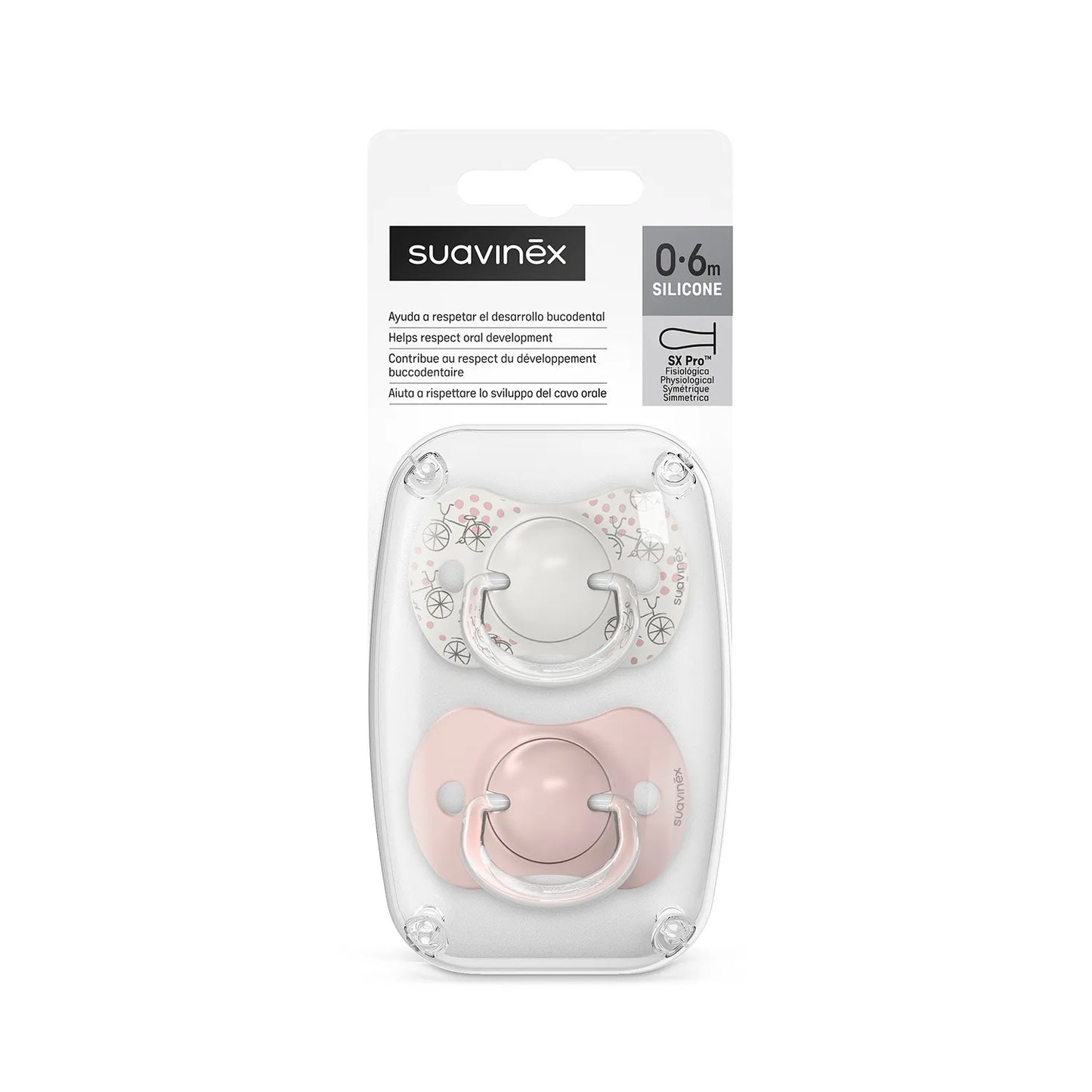 Chupete Suavinex Rosa Walk con Tetina Fisiologica SX Pro de Silicona 0/6 meses