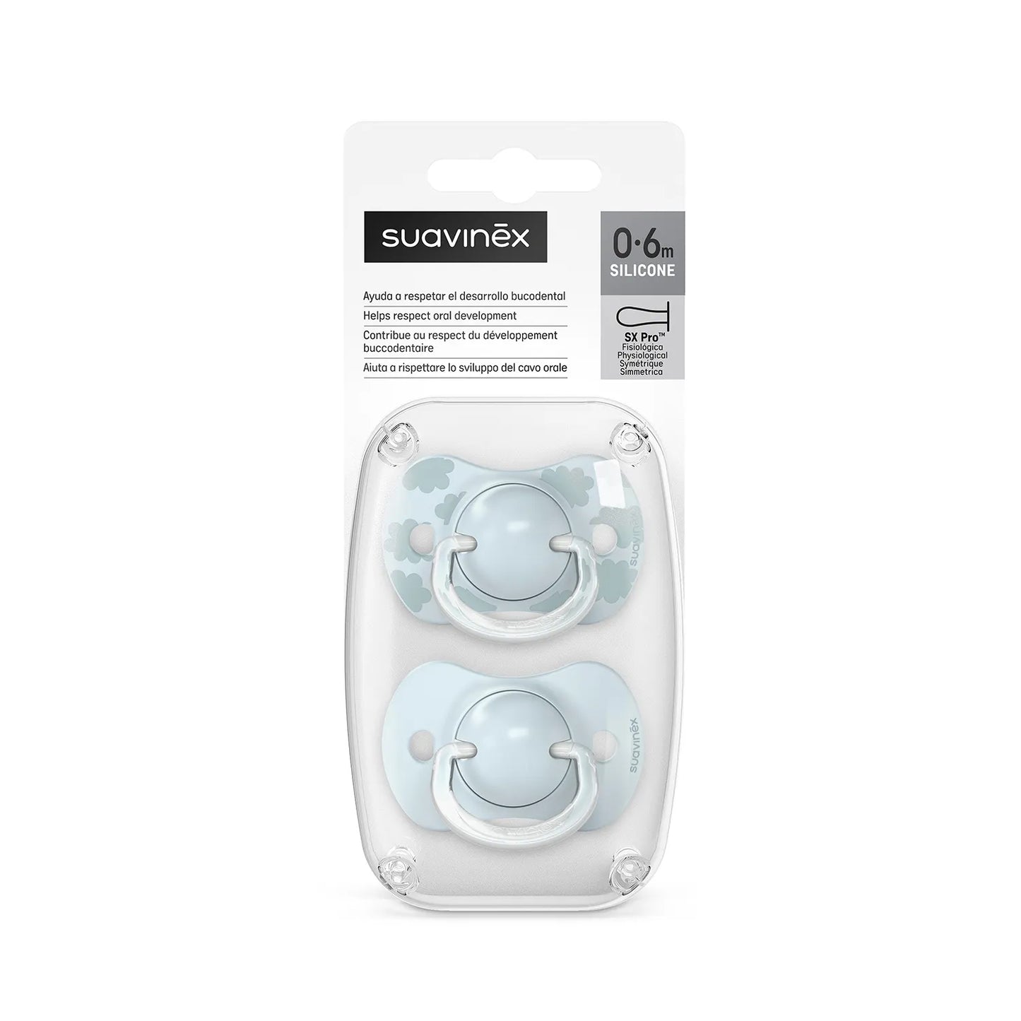Chupete Suavinex Azul Dreams con Tetina Fisiologica SX Pro de Silicona 0/6 meses