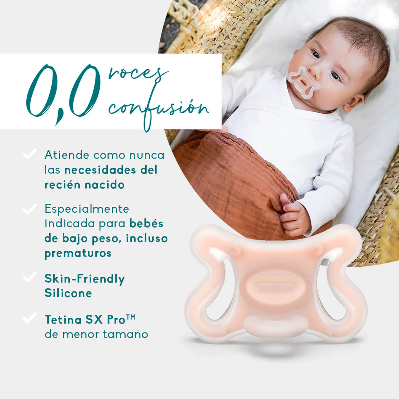 Chupete Suavinex Nude Zero.Zero Tetina Fisiológica SX Pro 0–6 Meses